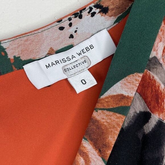 MARISSA WEBB Top Womens 0 Cutout Floral Peplum Green Orange Open Back - Picture 10 of 13